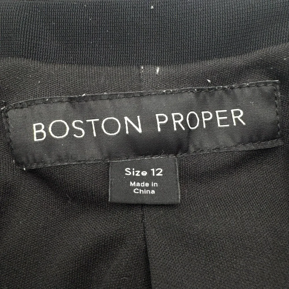 BOSTON PROPER Women's 12 Black Beyond Travel‎ Classic Boyfriend Blazer Jacket